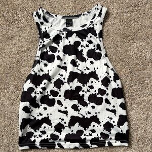 Black and White Cow Print Women's Tank Top